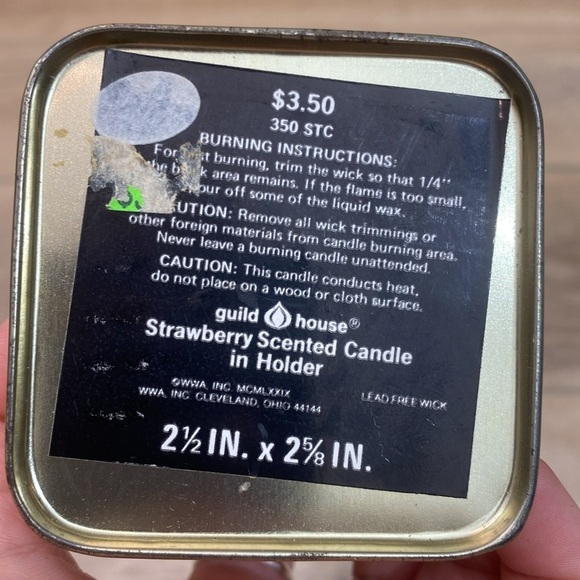 Vintage‎ 1979 Guild House Strawberry Scented Candle with Tin Box - Picture 8 of 8
